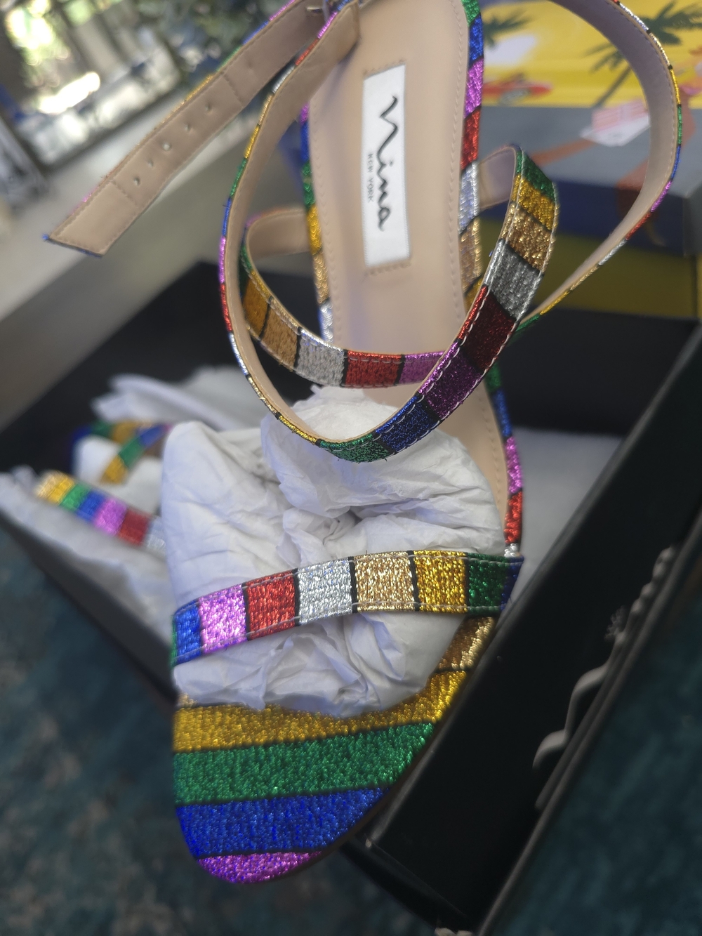 Vince Camuto Rainbow Metallic Strappy Sandal - Multicolor